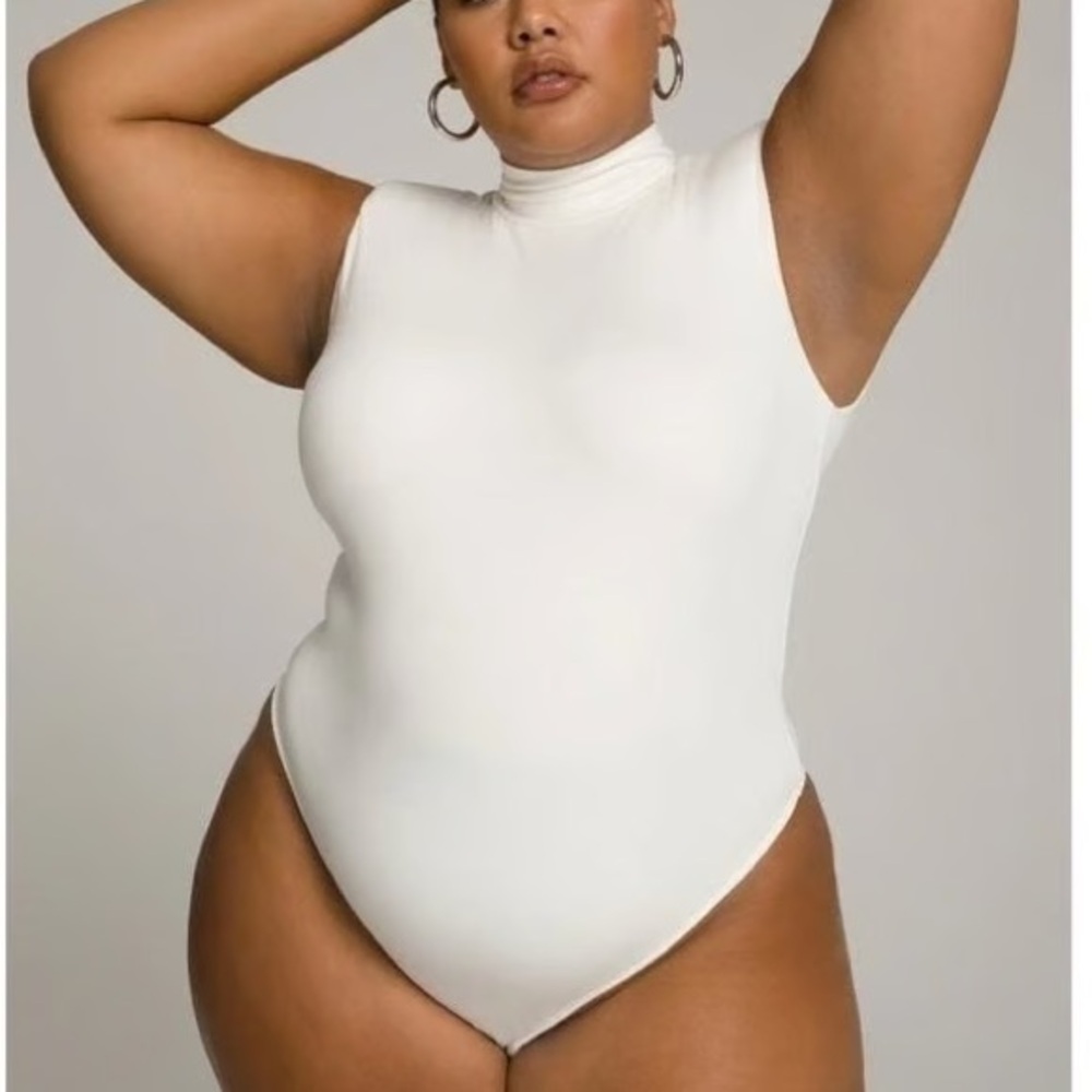 Good American White Mock Neck Power Bodysuit